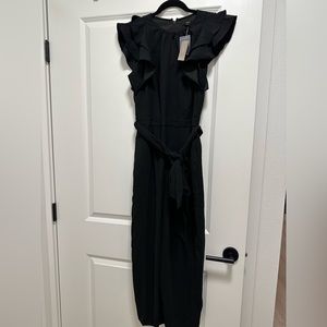 J. Crew Black Ruffle-Sleeve Wide-Leg Jumpsuit